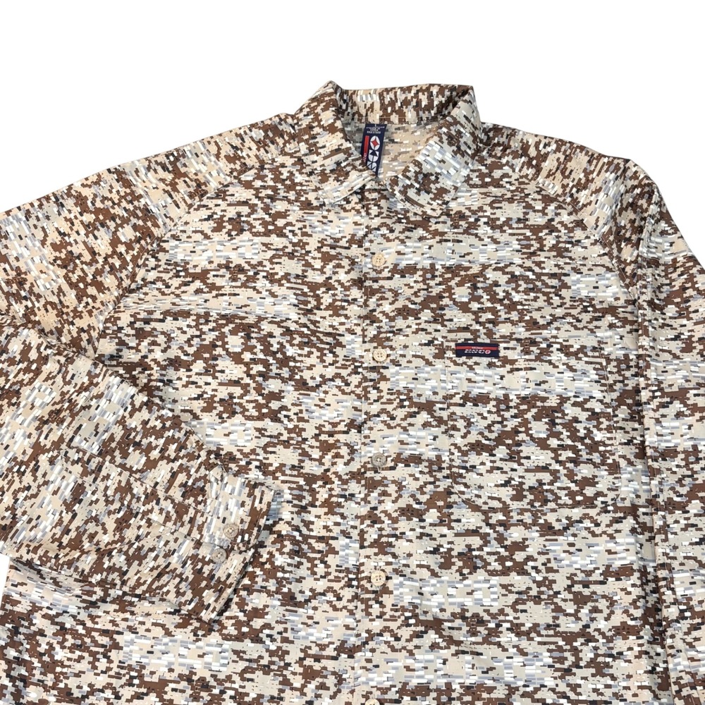 Vintage 90s willie esco loop collar shirt men's large brown camouflage hip hop
